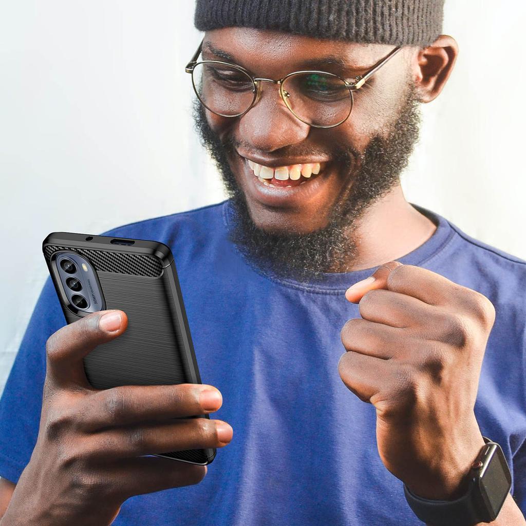 Motorola Moto G62 5G Flexible Carbon Silicone Protective Case - Black