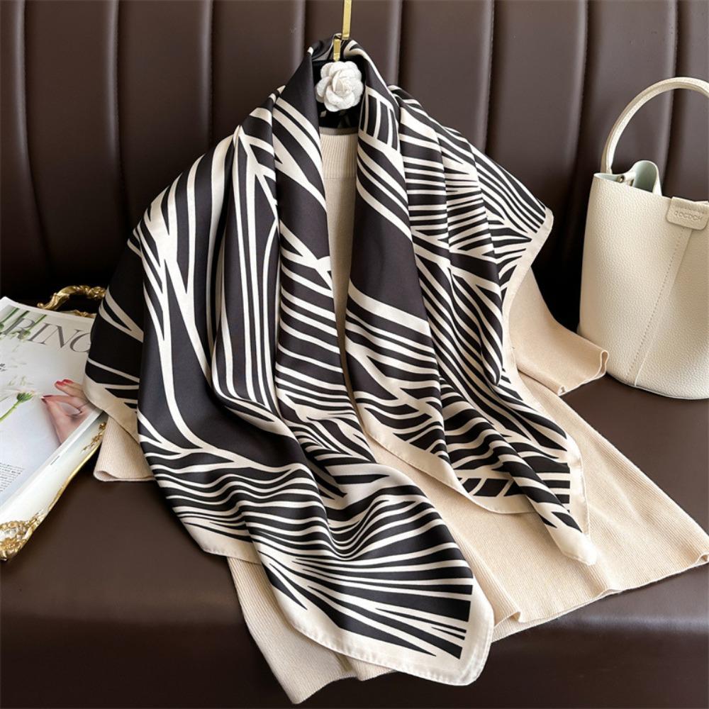 Элегантный полосатый шелковый шарф Роскошная женская шаль 90*90см Женский шарф Бандана