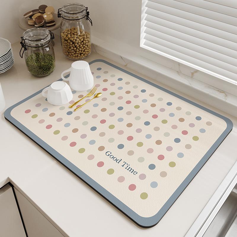 Натуральный свежий стиль Диатомитовая сушильная подставка Супервпитывающая подкладка на столешницу для кухонной раковины Сушка посуды Кофемашина Простой декор