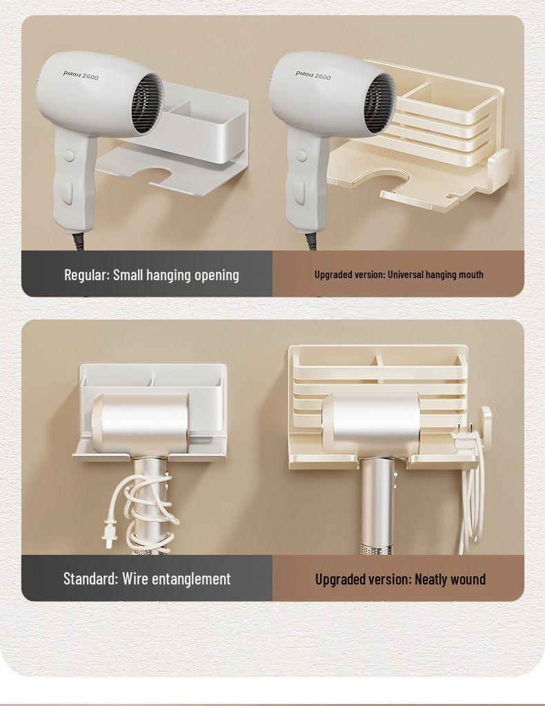 Настенная полка для фена без сверления для хранения в ванной