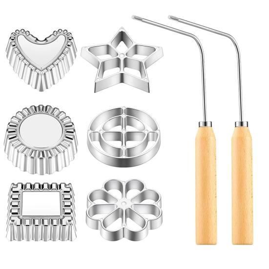 Frying Mold Set with Long Handle Non-Stick Shredded Carrot Shrimp Patty Spoon Waffle Cooking Stamp Cookie Press Mold Stainless Steel Kitchen Baking