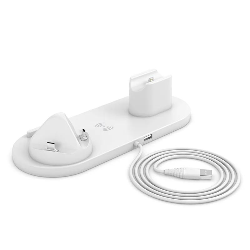 6 In 1 Wireless Charger Station Type C Lighting Micro USB Charger Fast Charger for iPhone Samsung Huawei Airpods Apple Watch