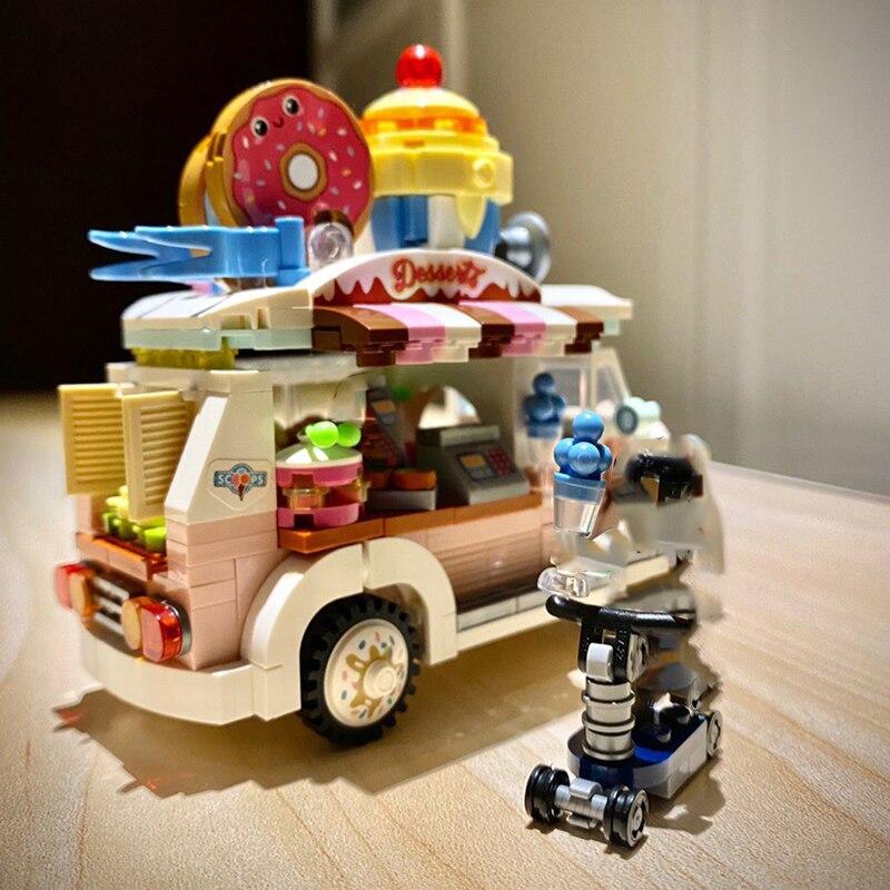 LOZ 1738 Dream Парк развлечений Конфетный автомобиль Торт Мороженое Сладкие пончики DIY Мини-блоки Кирпичи Строительная игрушка для детей Подарок без коробки