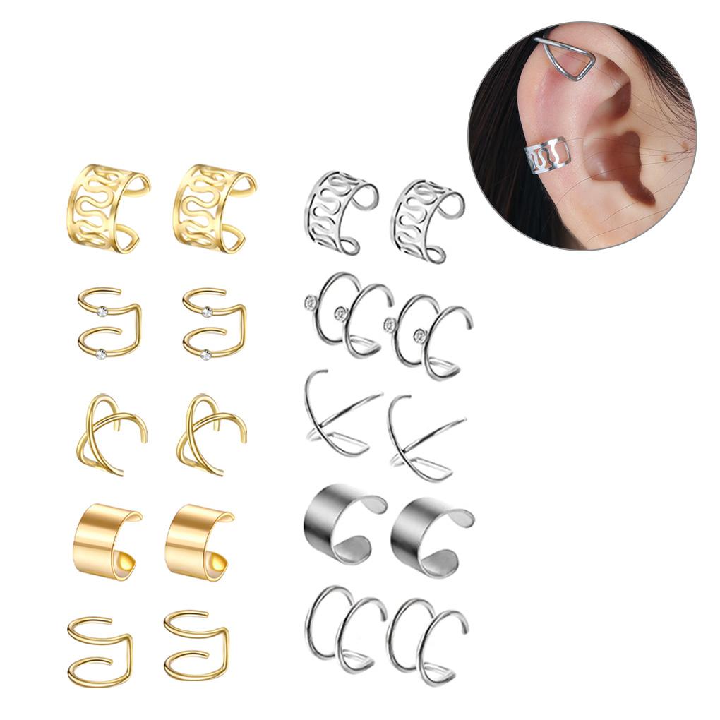 10 пар клипс для ушей из нержавеющей стали, наборы серег-капель, унисекс, клипсы из сплава без прокола