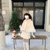 Women's Winter Cape & Skirt Set - White & Rose Patchwork