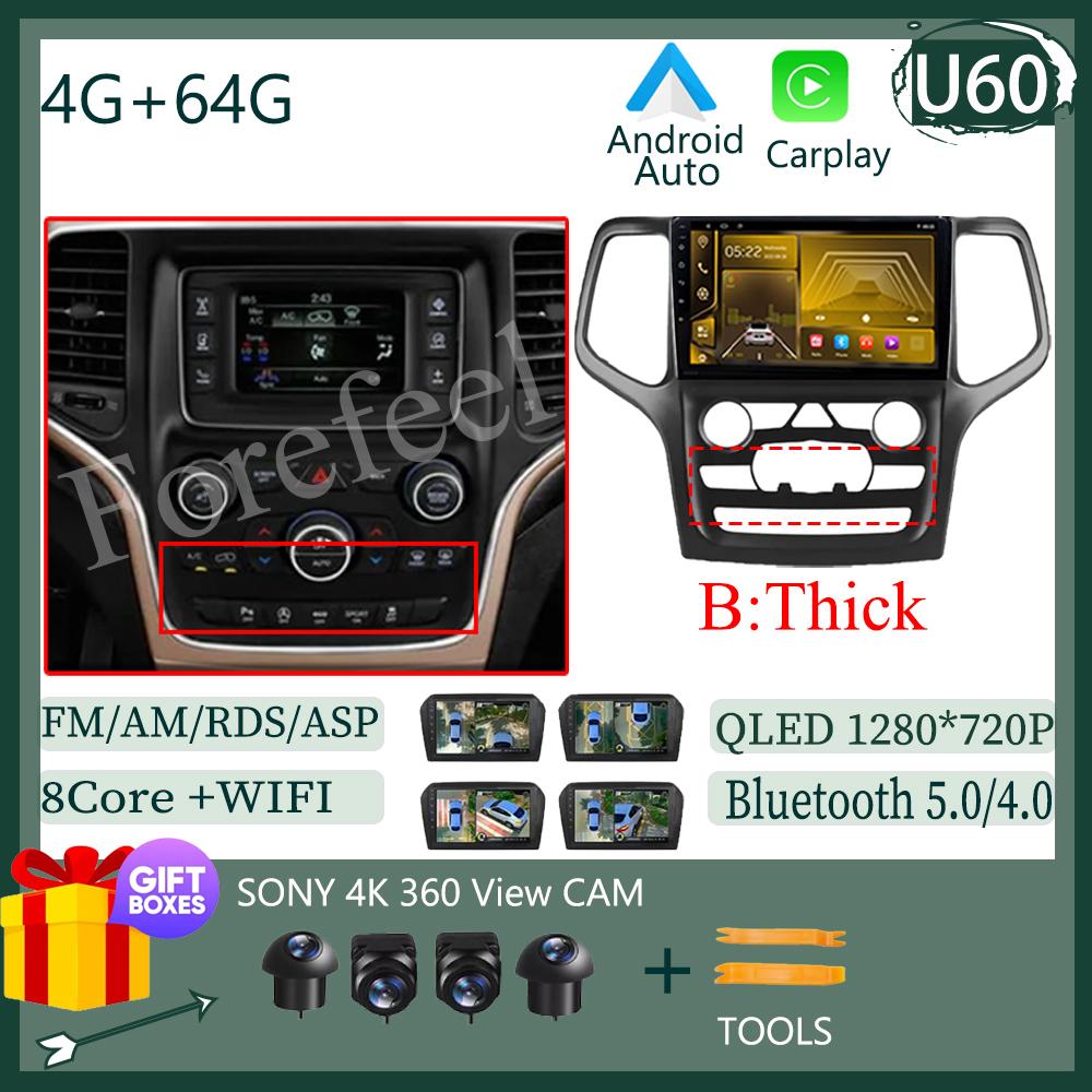 Видео Carplay Android 14 для Jeep Grand Cherokee WK2 2014 Автомобильный Радиоприемник Мультимедиа Авто Стерео Плеер Монитор ТВ GPS DVD DSP IPS BT