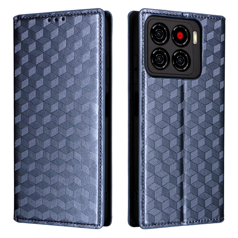 For ZTE Blade A56 Case Wallet Rhombus Imprinted Leather Phone Cover