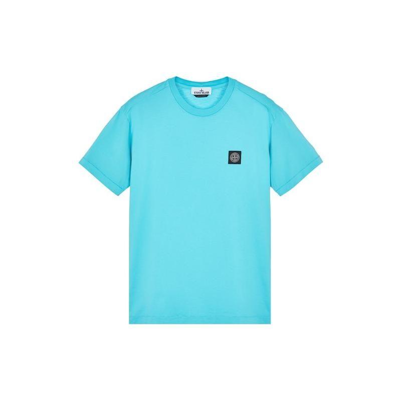 STONE ISLAND Мужская футболка с коротким рукавом и круглым вырезом, однотонная, с нашивкой-логотипом, коллекция Весна-Лето 2023, Цвет: Темно-синий, Артикул: 101524113-V0042