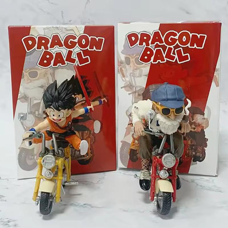 New13cm Anime Figure Son Goku Master Roshi Locomotives PVC Action Kame Sennin Motorcycle Toys for Children Collector