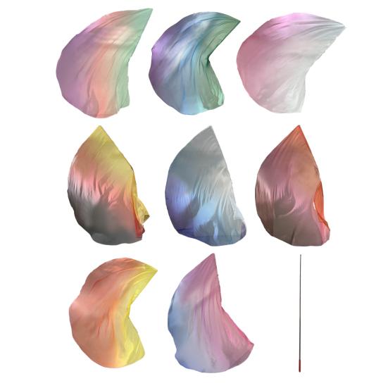 Half Circle Flag Flowing Shrittle Reflective Material Vibrant Gradient Colors Stretchable Metal Rod Lightweight Dance Flags Praise