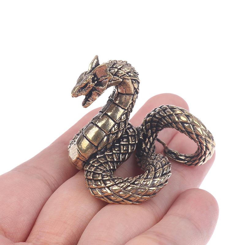 1Pc Antique Bronze Mini Snake Statue Miniature Figurines Zodiac Animal Interior Desk Decorations Tea Pets Ornaments Brass Crafts
