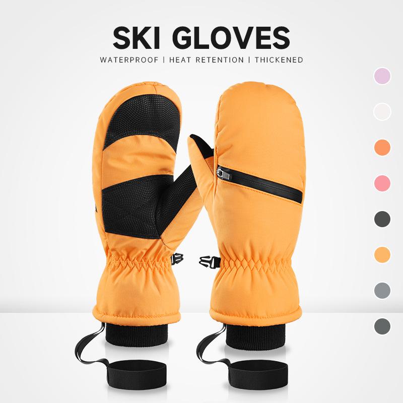 Ski gloves men's and women's winter cold-proof cycling snow three-proof fabric thickened warm outdoor sports gloves