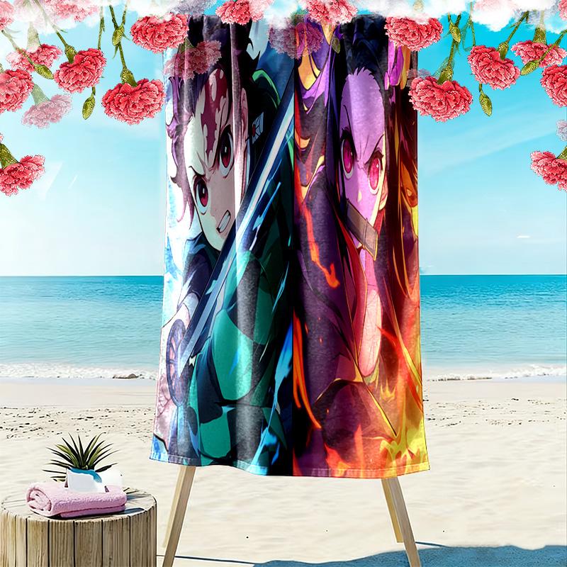 Vibrant Anime Spirit beach towel Beach towel for vacation photos soft seaside Absorbent bath towel Outdoor pool towel Outdoor picnic beach mat beach
