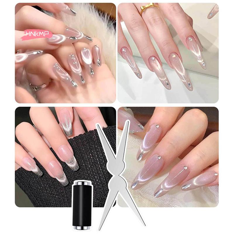 Multifunctional Cat's Eye Nail Magnetic Stick Super Strong Gel Polish Magnet Pen Cylinder with Iron Sheet for Creative Nail Art