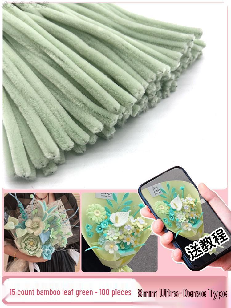 Thickened White Chenille Pipe Cleaners - Mixed Colors for DIY Bouquet Crafts