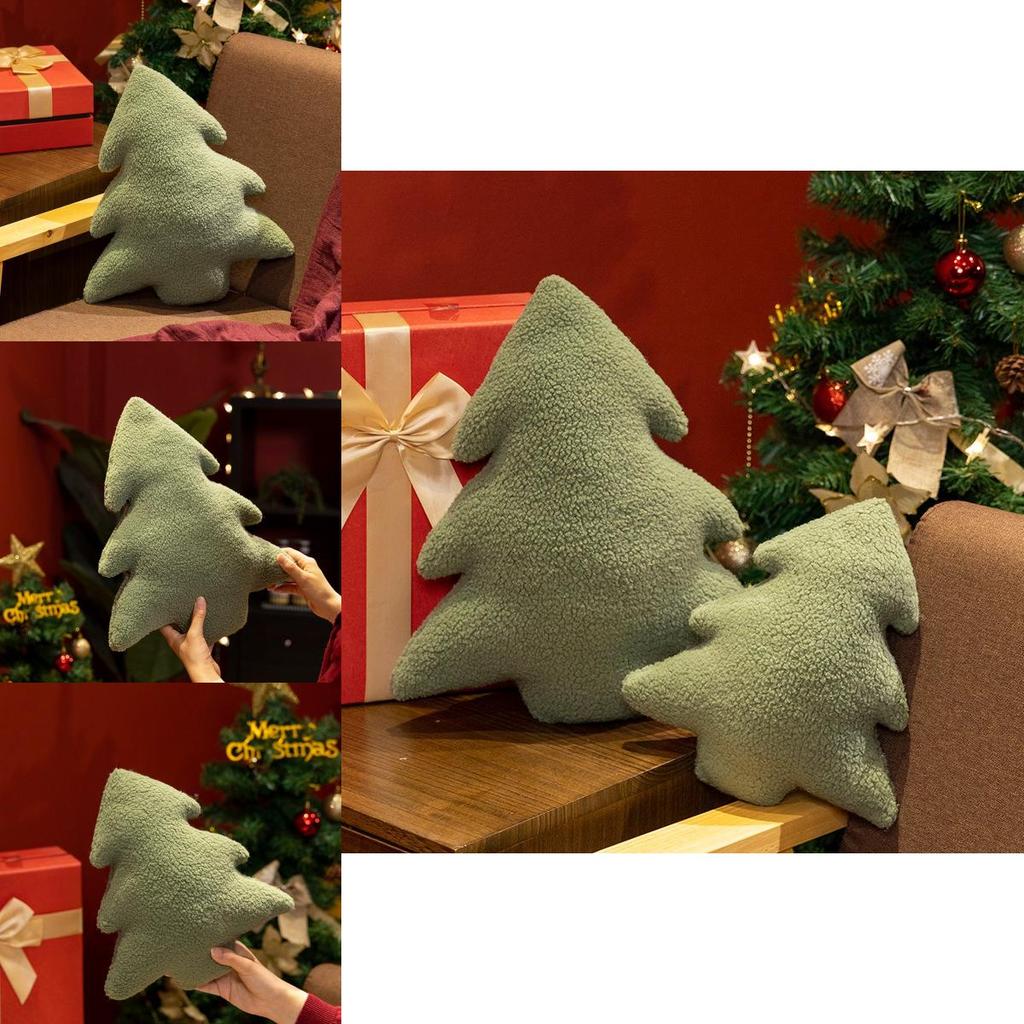 Festive Christmas Tree Plush Pillow With Padded Pp Cotton Filling For Sofa Decor