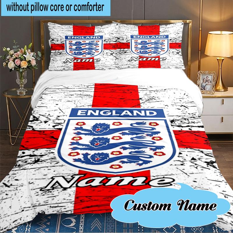 Custom Name England Heritage Crest Bedding Set 3pcs, Bedding Set Including 1pc Duvet Cover And 2pcs Pillowcases for Bedroom, Dormitory Gift