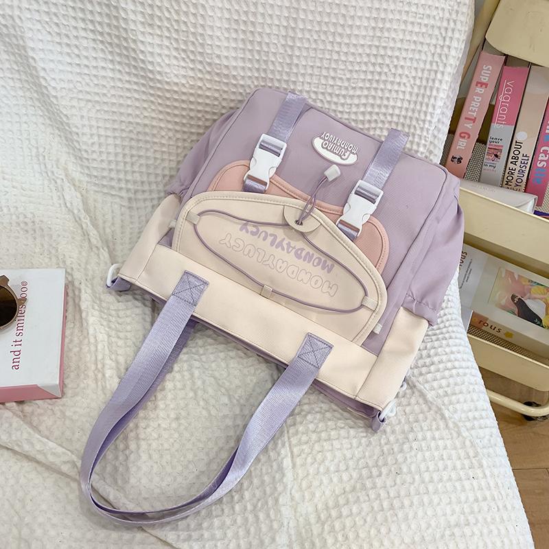 Сумка через плечо с цветными блоками, женская, большая вместительная сумка-тоут, легкая сумка, студенческая сумка через плечо