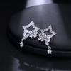 Серьги-подвески в корейском стиле, легкая роскошь, серебряные звезды с цирконием - Сверкающие серьги-подвески в виде пятиконечных звезд для девочек