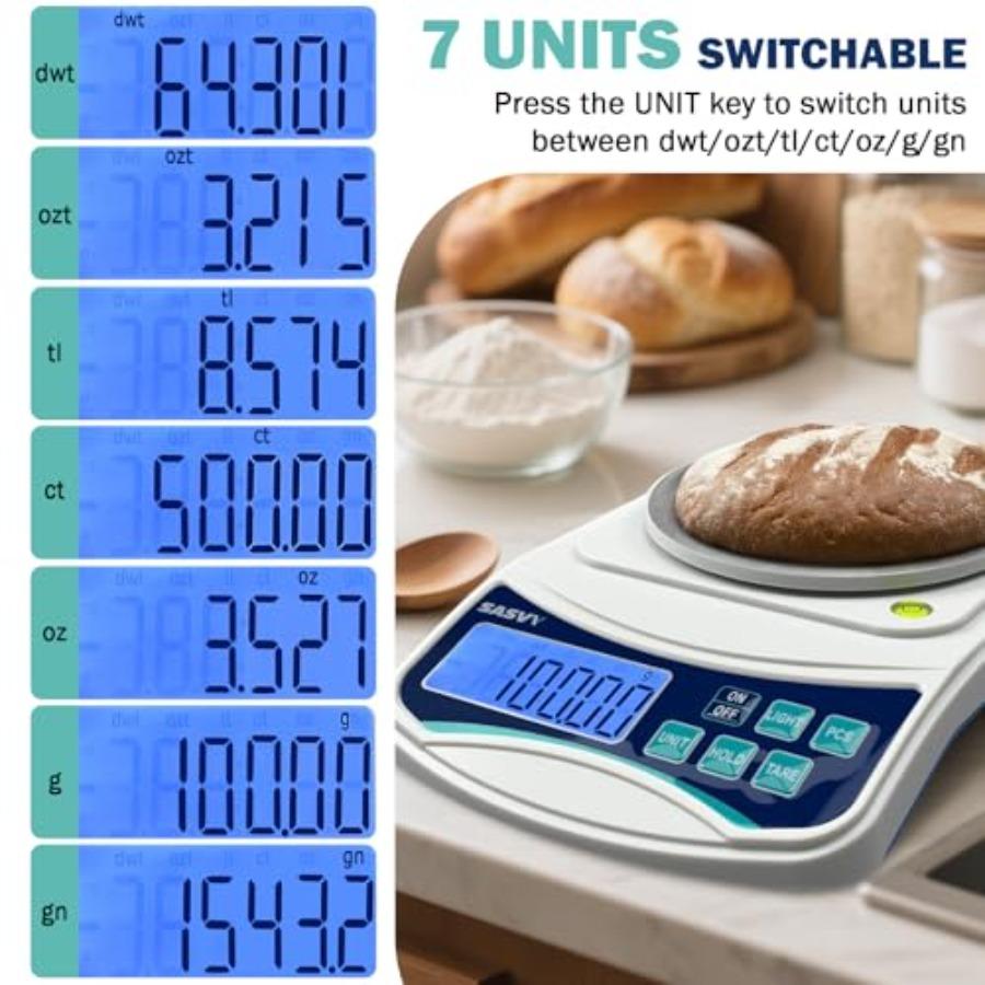 Digital Lab Scale 1000g x 0.01g oz/g/ct/DWT/tl/gn/ozt Precision Electronic Scientific Scale Analytical Balance for Laboratory J