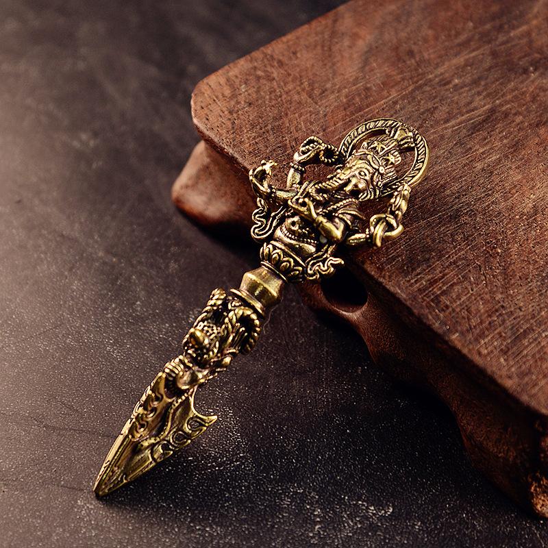 Изысканный медный тибетский ваджра пестик кулон уникальный буддийский амулет брелок для ключей, покоряющий демонов украшения ремесла