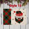 New Christmas Placemats Red Green Plaid Placemats Reversible Heat-Resistant Santa Claus Place mat for Xmas Home Decoration Gifts