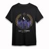 Men's Classic T-Shirt Moon Cityscape Graphic Tee Black Cotton Short Oversize