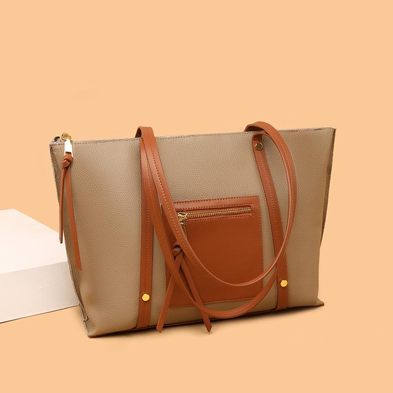 First Layer Cowhide Women'S Bag Large Capacity Tote Bag Fashionable Commuter Cowhide Shoulder Bag