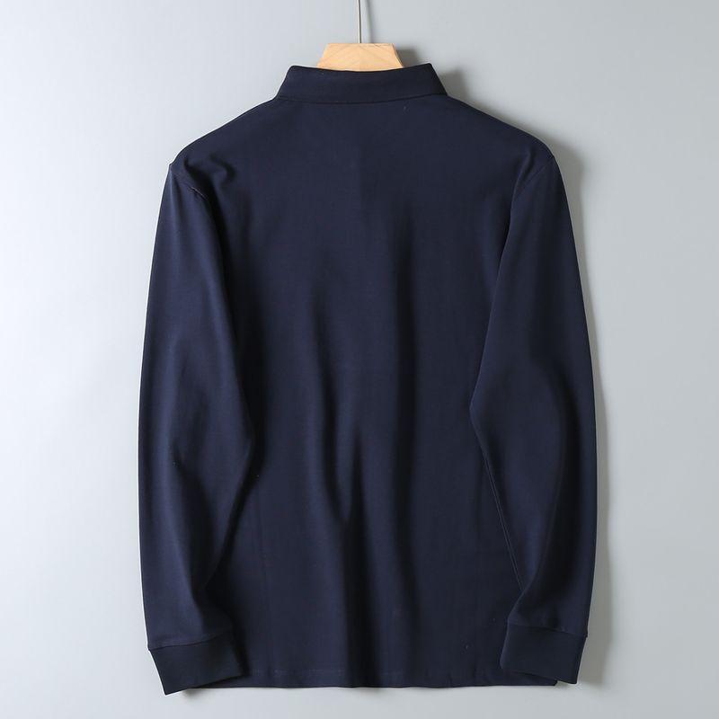 Foreign Trade Surplus Autumn High-Density Pique Cotton Hidden Placket Skin-Friendly Breathable Stretchy Business Casual Long-Sleeve Polo Shirt for Men