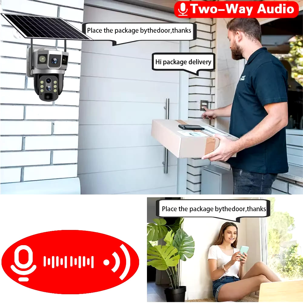 12MP 3 Lens 4G Solar Camera SIM Card Network 10X Zoom Smart Home Securiry Protection 6K Night Vision IP Video Surveillance CCTV Cameras
