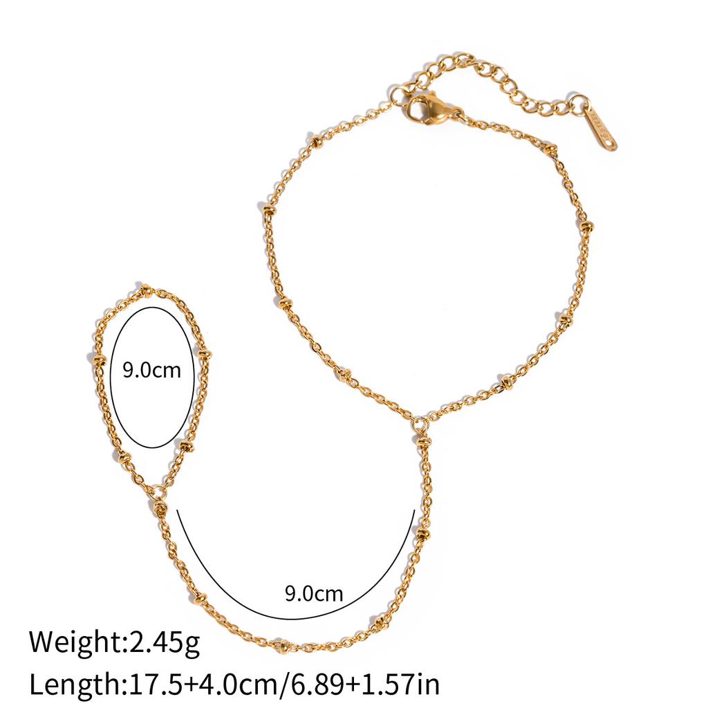 Yori Waterproof 18K Gold Plated Geometric Stainless Steel Finger Bracelet for Women High Quality Korean Dainty Jewelry Gift