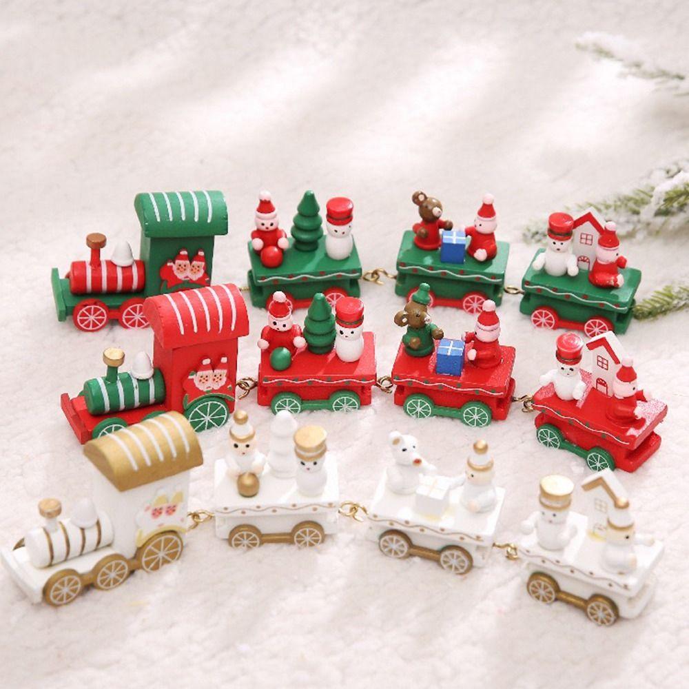 Cake Party Props Christmas Decoration Home Decor Christmas Ornament Window Ornaments Wooden Train
