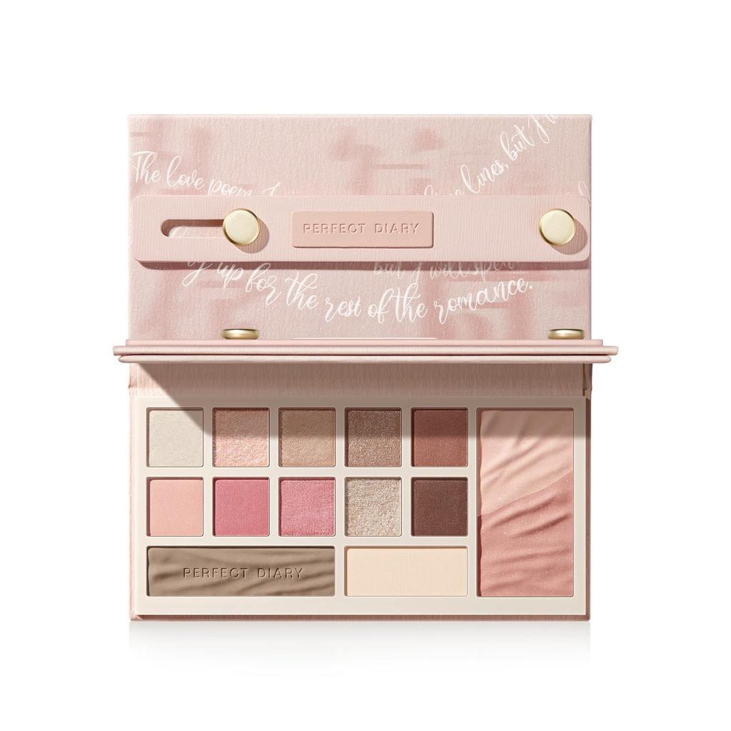 PERFECT DIARY Eyeshadow Designer Eyes & Cheek Multi-Palette, High-Adhesion, Beautiful Color Payoff, Elegant Design for Everyday Makeup (03 Sheer Rose)