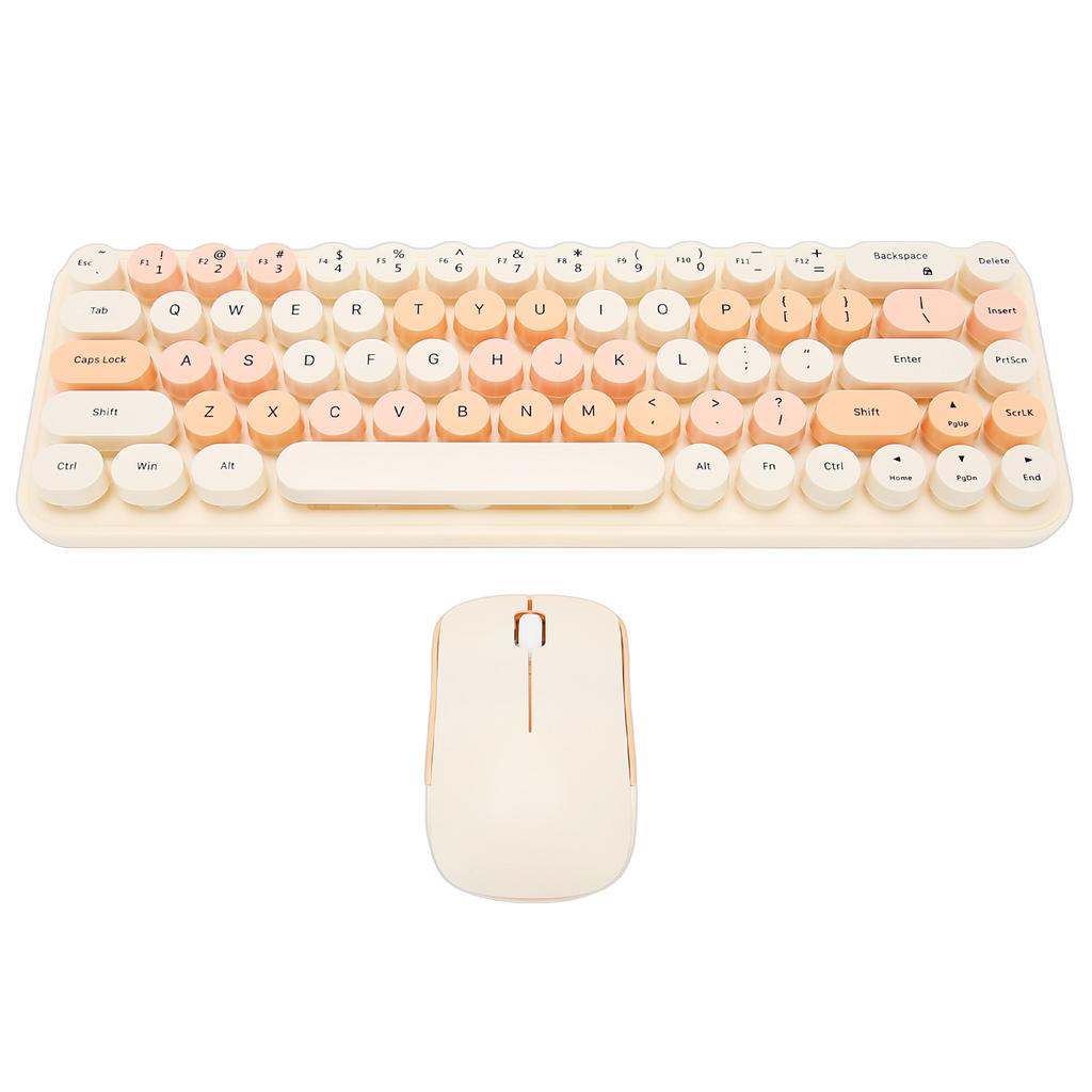 Keyboard Mouse Combo 2.4GHz Wireless Cute Retro 68 Round Keycaps 3 DPI Keyboard and Mouse for