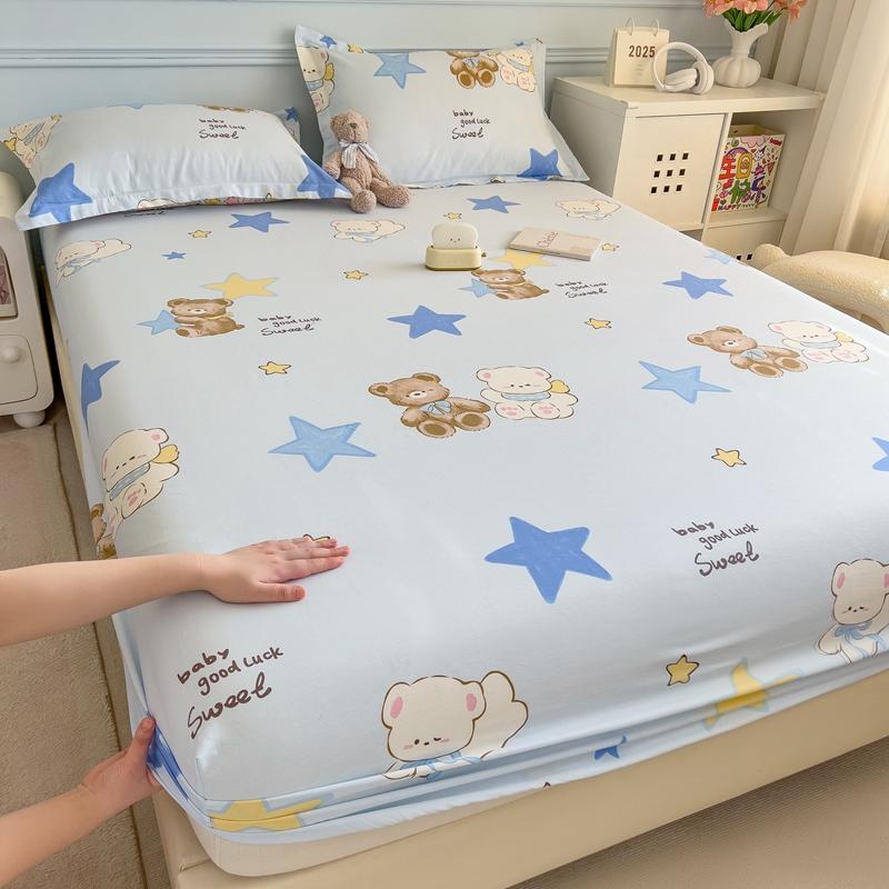 Pure Cotton Bedsheet Cartoon Style Fitted Sheet Queen/King Size Bed Cover Adults Kids Bed Linen Sabanas (Pillowcase Need Order)