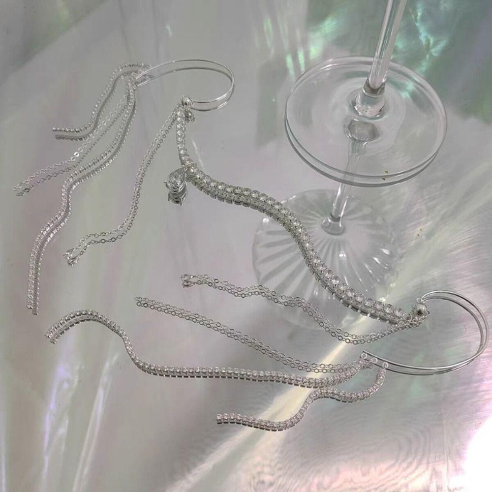 Металлические серьги-подвески со стразами, нестандартные, модные, с цепочкой для лица, ювелирные изделия, аксессуар