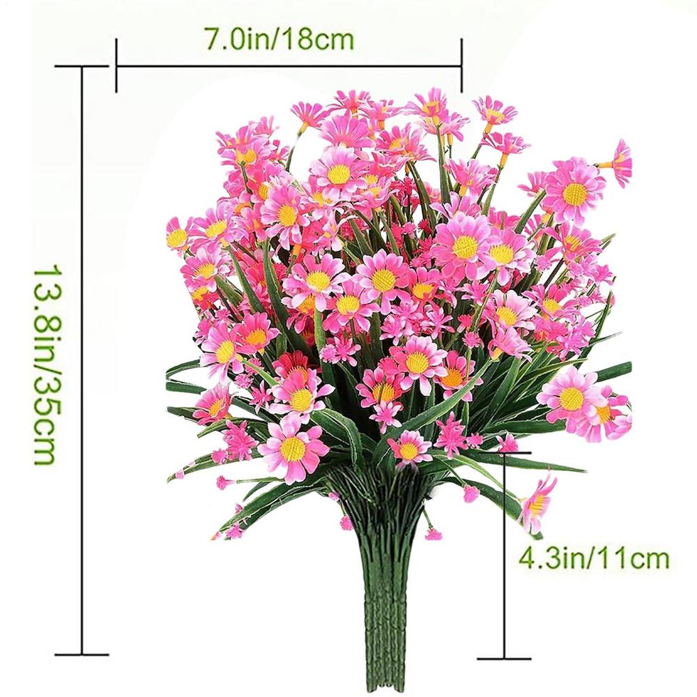 Искусственные маргаритки Поддельные цветы Устойчивые к УФ-лучам кустарники, Подвесные растения Сад Веранда Дом Свадьба Фермерский дом Декор Цветы маргаритки