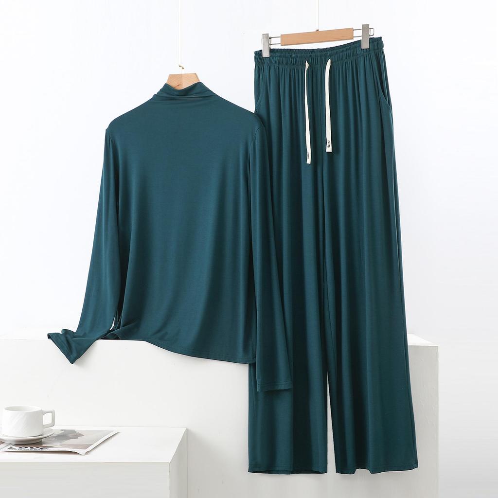 Женский пижамный комплект с высоким воротником и длинным рукавом с защитой плеч - Мягкий, гладкий, больших размеров, летняя одежда для сна