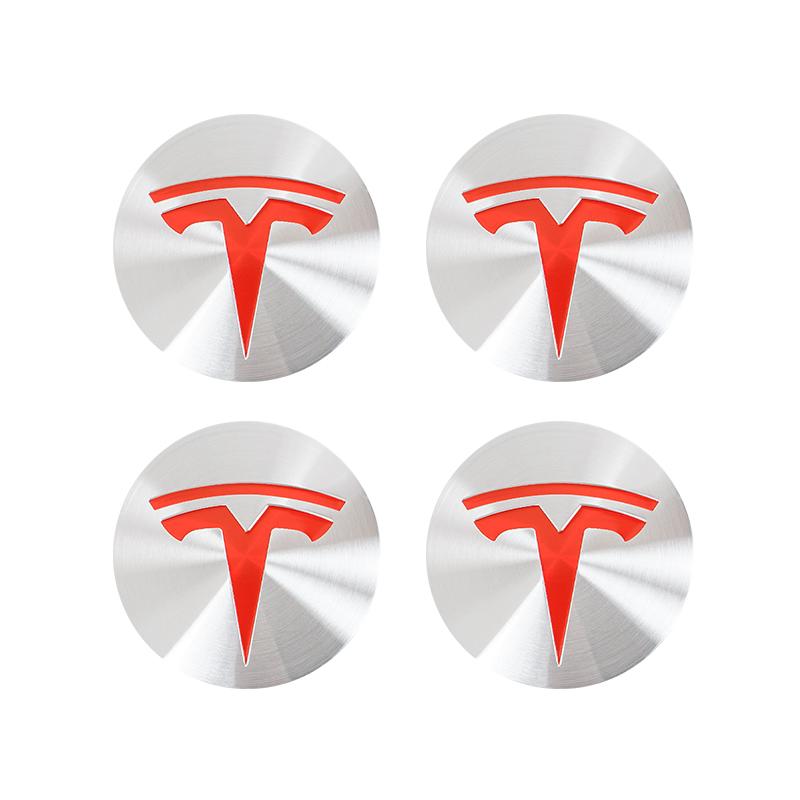 TBQW4 4pcs 56mm Tesla Wheel Center Cap Hub Cover Badge Emblem Sticker Car Accessories For Tesla Model 3 Y 2023 S X Cybertruck Highland