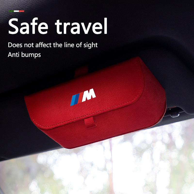 High-Quality Suede Car Sun Visor Glasses Box Car Badge Sunglasses Clips Glasses Box For BMW X1 X3 G01 X4 G02 X5 F15 F16 M3 M4 F3 QQ2