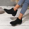 New Winter Chunky Cotton Boots Women's Pointed Suede Butterfly Knot Side Zipper Soft-soled Non-slip Ankle Boots