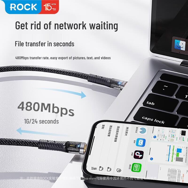 ROCK Z21 PD33W Transparent USB-C to Lightning Fast Charging Cable