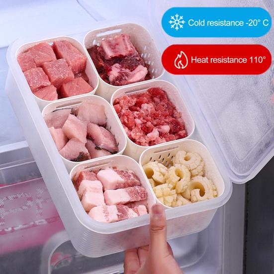 Коробка для хранения продуктов, разделенная на подносы для закусок с крышкой, не содержит бисфенол-А, 6 отсеков, переносной органайзер для хранения