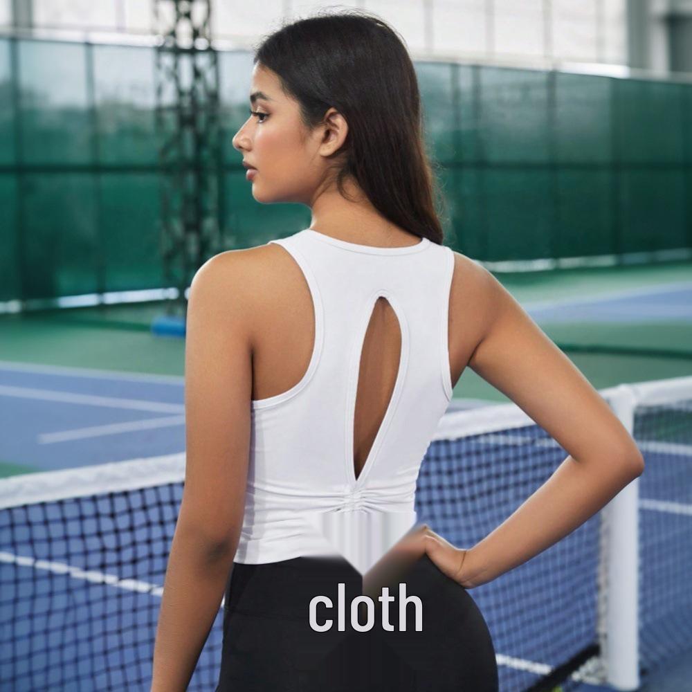 Женская спортивная футболка без рукавов на весну/лето 2025 года с вырезом на спине