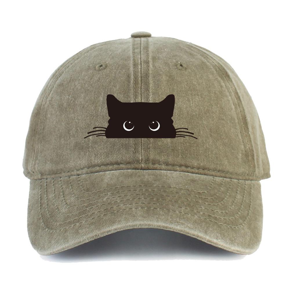 Sweet Cartoon Baseball Hat Peaked Cap Cotton Baseball Cap Simple Cat Print Baseball Cap Outdoor