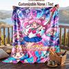 Personalized Flannel Throw Blanket,Sailor Moon Custom Printed Name, Cozy Plush Blanket For Home Use