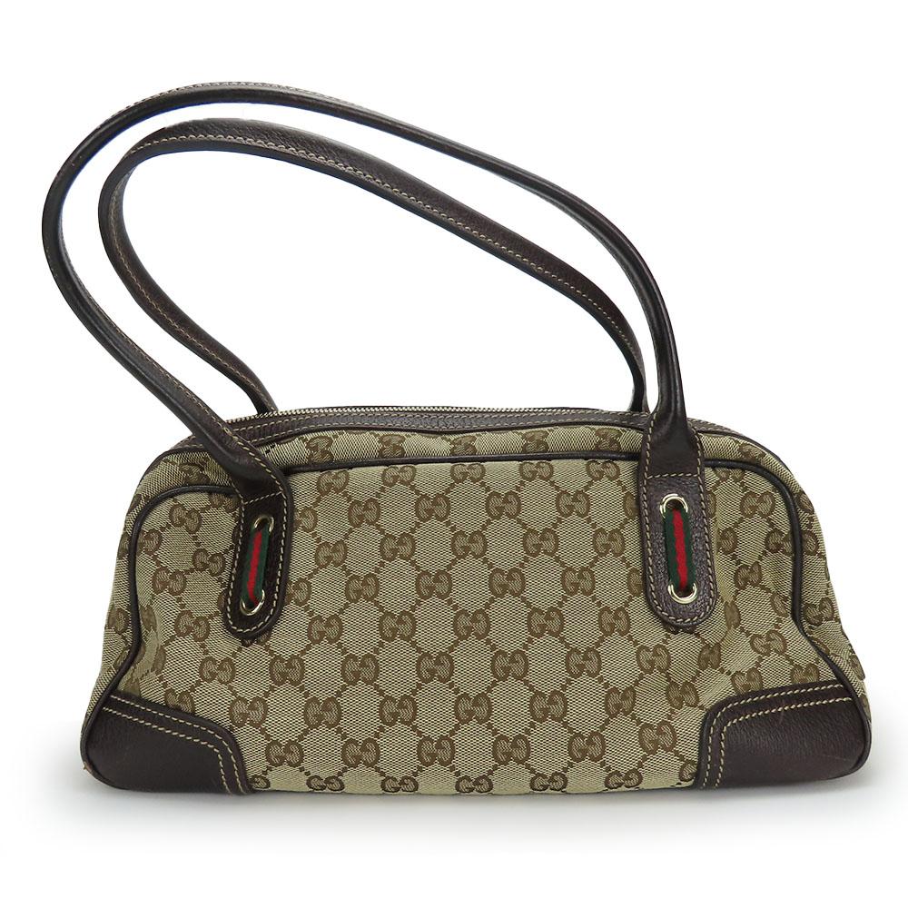 Used GUCCI Boston Bag 161720 Sherry Pretty GG Canvas/leather Beige Dark Brown Shoulder
