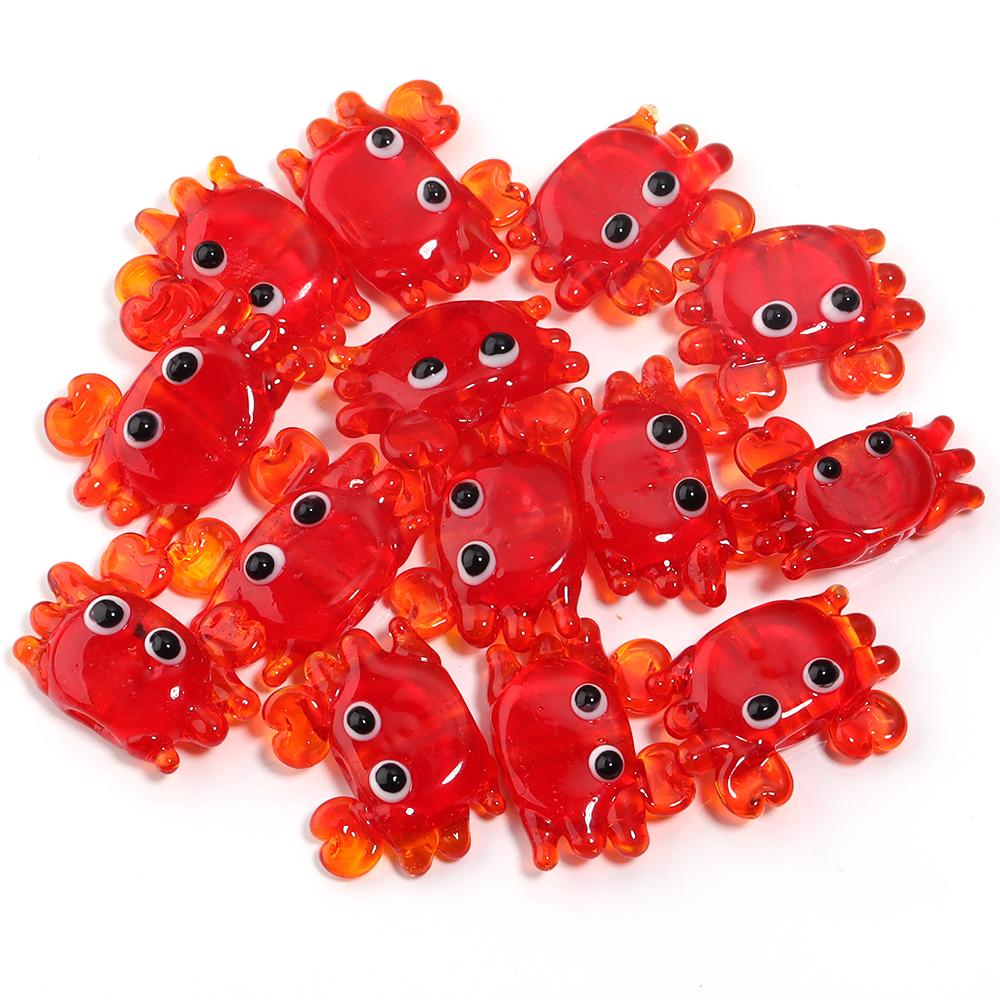 2-10pcs Colored Lampwork Beads Cartoon Crabs Shrimp Fish Animal Shapes Loose Beads For DIY Craft Jewelry Necklace Accessories