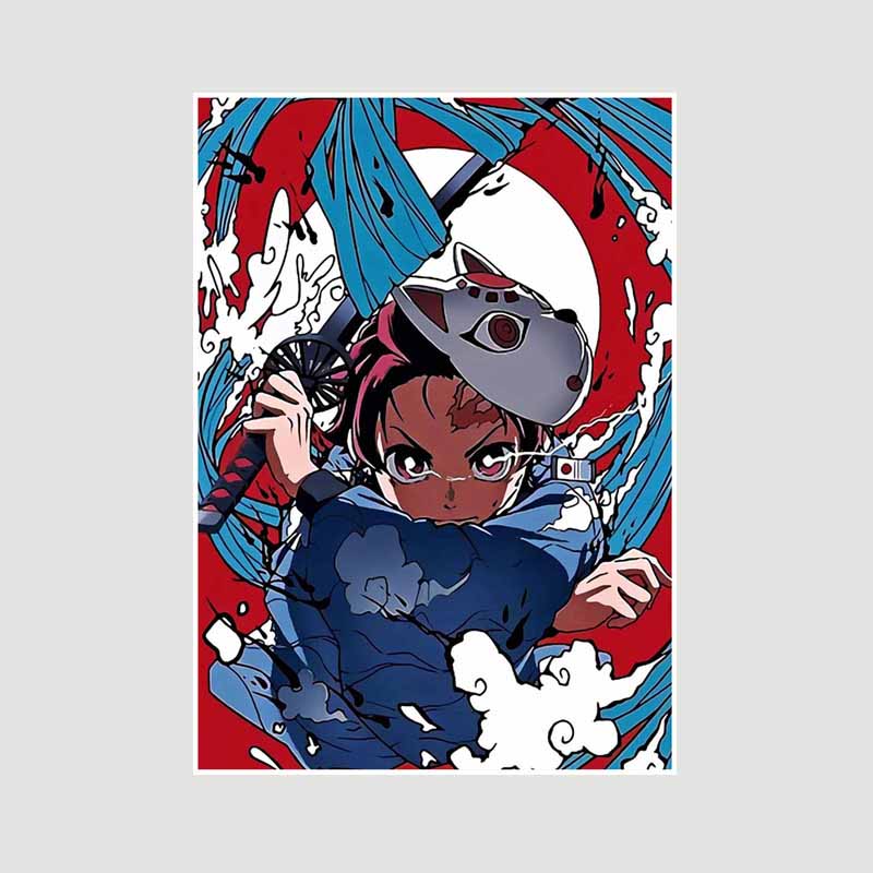 Японский комикс фильм «Убийца демонов» поезд «Муген» аниме-постеры Kimetsu No Yaiba Белый бумажный постер Художественная роспись настенное украшение Фреска Домашний декор