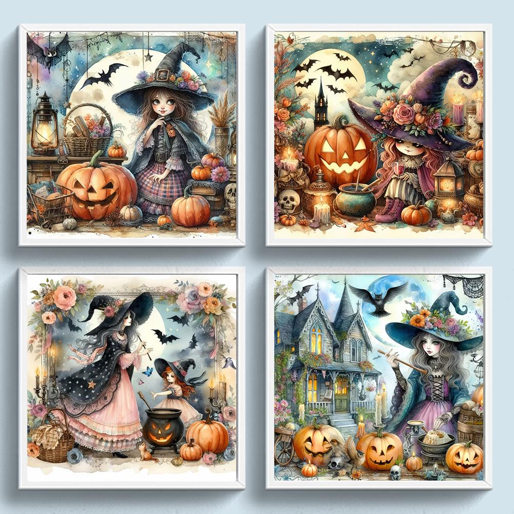 EY# Полная вышивка Эко-хлопковая нить 11CT Напечатанная Хэллоуин Ведьма Вышивка крестом